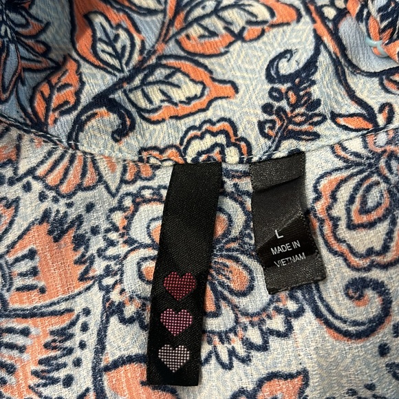 ❤️❤️❤️ Maxi Dress Blue and Coral Print Size L - Picture 3 of 4